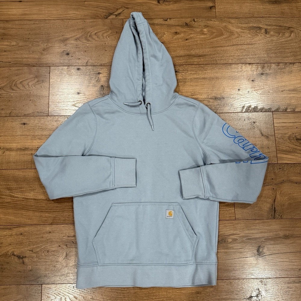 Carhartt Rain Defender Hoodie Men's Medium M Light Blue Long Sleeve Hoodie